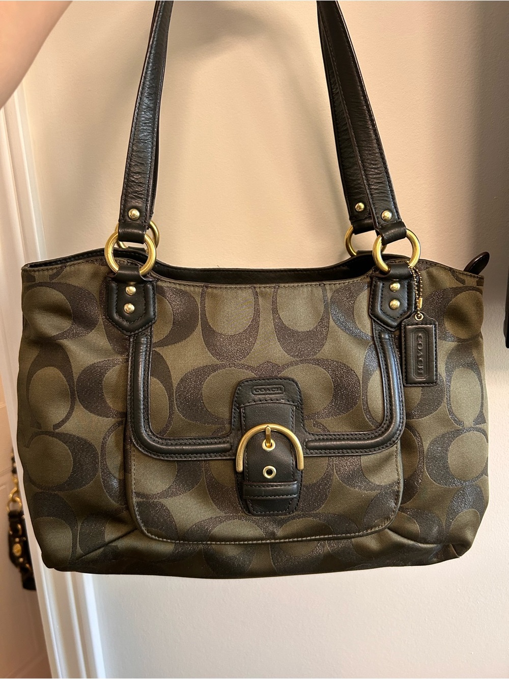 Coach Campbell Moss Green Signature Logo Large